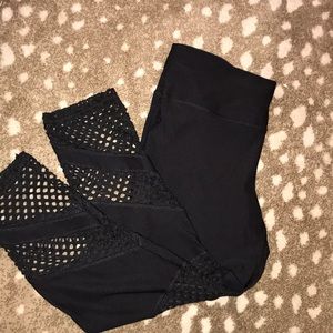 Black crop net leggings